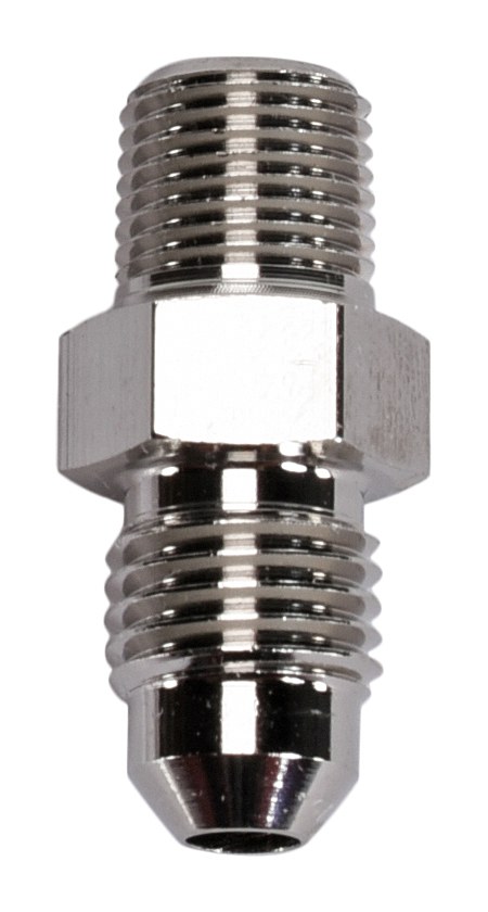 SpeedFX Adapter Fitting, Straight, -4AN X 1/8 NPTF, Electro+ Nickel Plated Aluminum, Single – 560416E