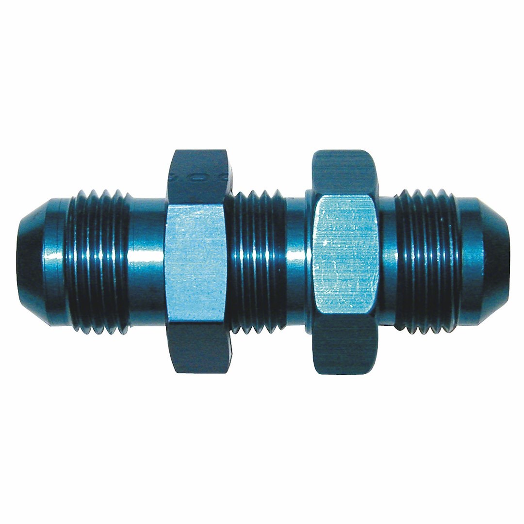 SpeedFX Coupler Fitting, Straight, -4AN Bulkhead Flare, Anodized, Blue, Aluminum, Single – 560432