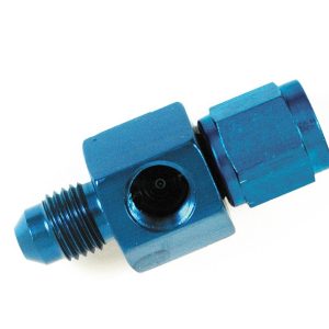 SpeedFX Fuel Pressure Gauge Fitting, -4AN with 1/8 Inch NPTF Port Hole, Blue, Anodized Aluminum – 560441