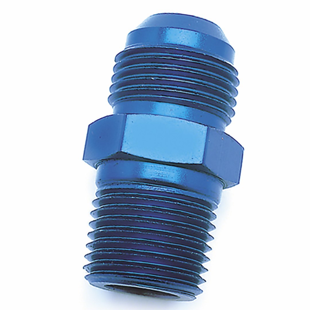 SpeedFX Adapter Fitting, Straight, -4AN X 1/4 NPTF, Blue, Anodized Aluminum, Single – 560496