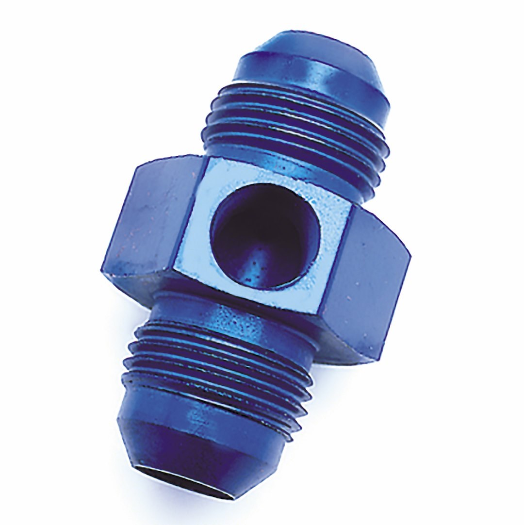 SpeedFX Coupler Fitting, -6AN Flare Union with 1/8 Inch NPTF Port, Anodized Aluminum, Blue, Single – 560668