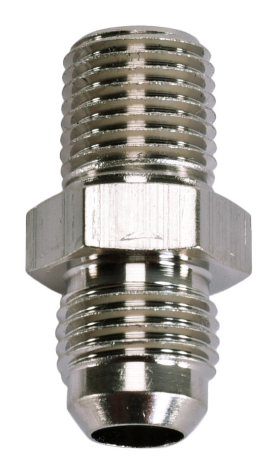 SpeedFX Adapter Fitting, Straight, -6AN X 1/4 NPTF, Electro+ Nickel Plated Aluminum, Single – 560676E