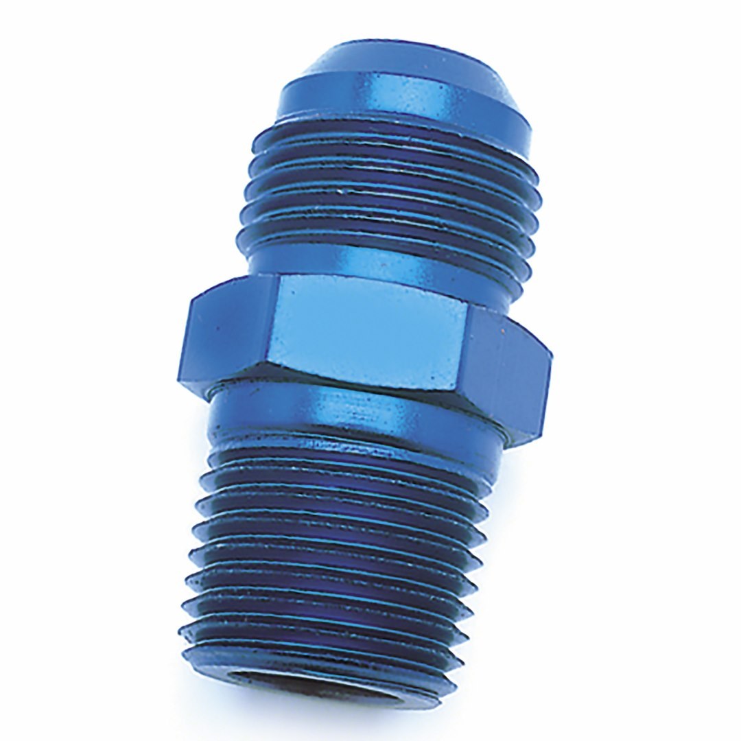 SpeedFX Adapter Fitting, Straight, -6AN X 3/8 NPTF, Blue, Anodized Aluminum, Single – 560686