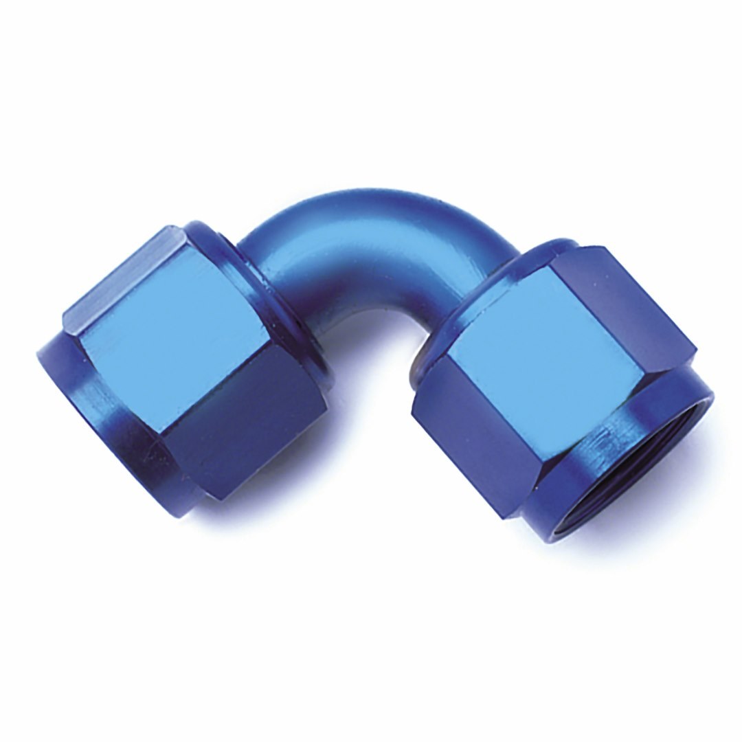 SpeedFX Coupler Fitting, -6AN X 90 Degree Full Swivel, Anodized Aluminum, Black, Single – 560690BK