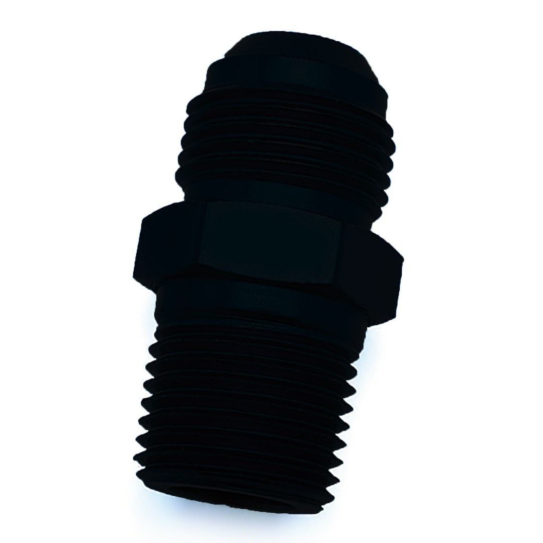 SpeedFX Adapter Fitting, Straight, -8AN X 1/2 NPTF, Black, Anodized Aluminum, Single – 560896BK