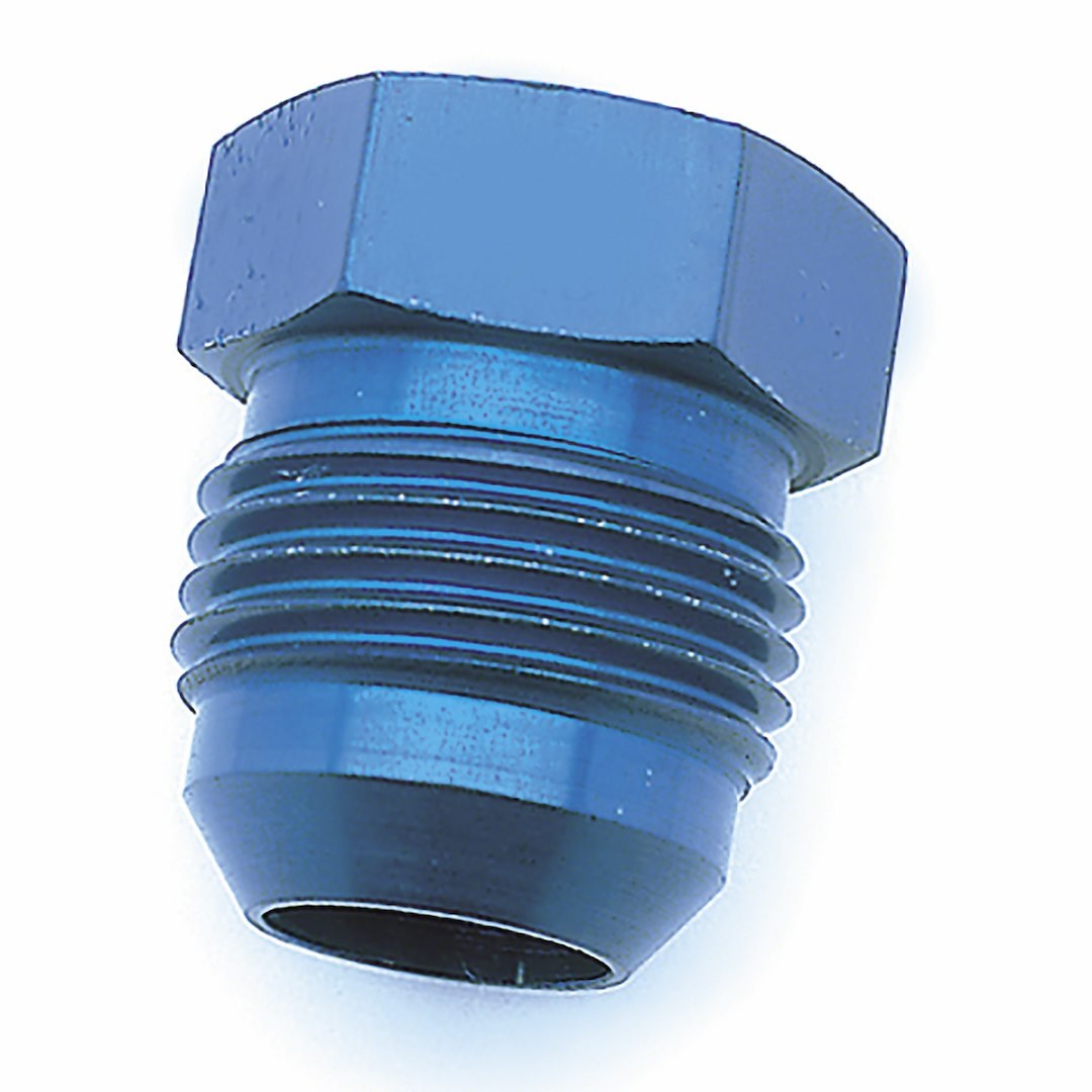 SpeedFX Fitting Plug/ Fitting Cap, Flare Plug, -10AN, Anodized, Blue, Aluminum, Single – 561006