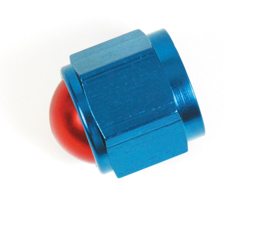 SpeedFX Fitting Plug/ Fitting Cap, Flare Cap, -10AN, Red/Blue, Anodized Aluminum – 561029