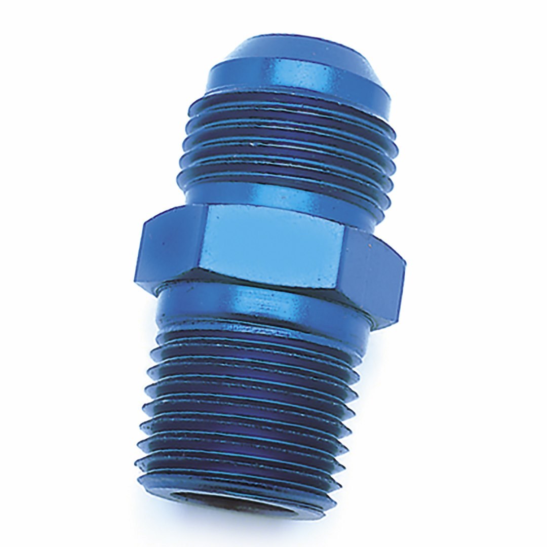 SpeedFX Adapter Fitting, Straight, -10AN X 1/2 NPTF, Blue, Anodized Aluminum, Single – 561086