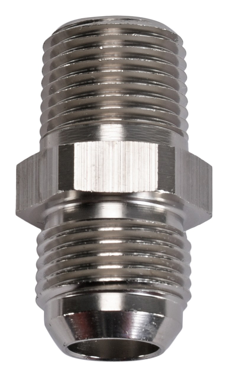 SpeedFX Adapter Fitting, Straight, -10AN X 1/2 NPTF, Electro+ Nickel Plated Aluminum, Single – 561086E