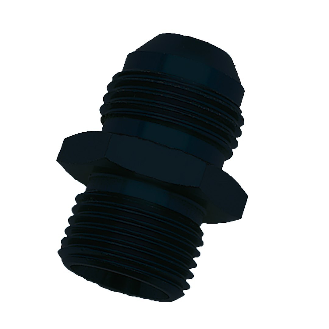 SpeedFX Adapter Fitting, -6AN Flare to 14 Millimeter X 1.5 Metric Thread, Black, Anodized Aluminum, Single – 566439BK