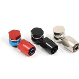 SpeedFX Banjo Fitting, For Use on Holley Carburetor, -6AN X 9/16-24, Anodized, Red/Blue, Aluminum – 574423