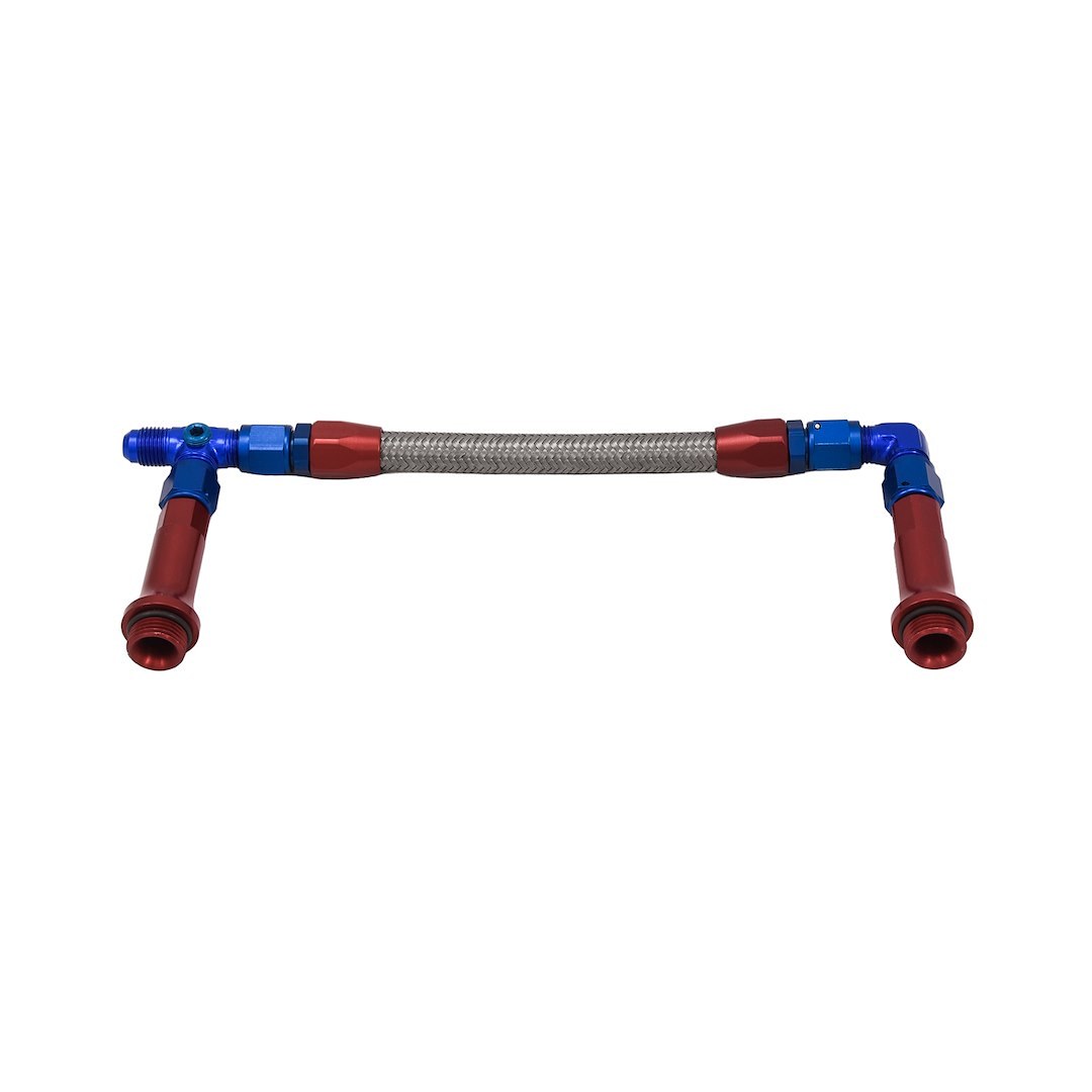 SpeedFX Carburetor Fuel Line, Used with Holley Ultra Hp Dual Inlet Carburetor, -6AN X 3/8 Inch NPT Port, Anodized, Red/ Blue – 575106