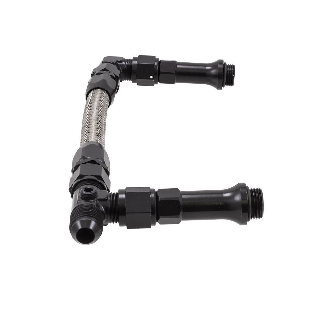 SpeedFX Carburetor Fuel Line, Used with Holley Ultra Hp Dual Inlet Carburetor, -8AN X 1/2 Inch NPT Port, Anodized, Black – 575108B