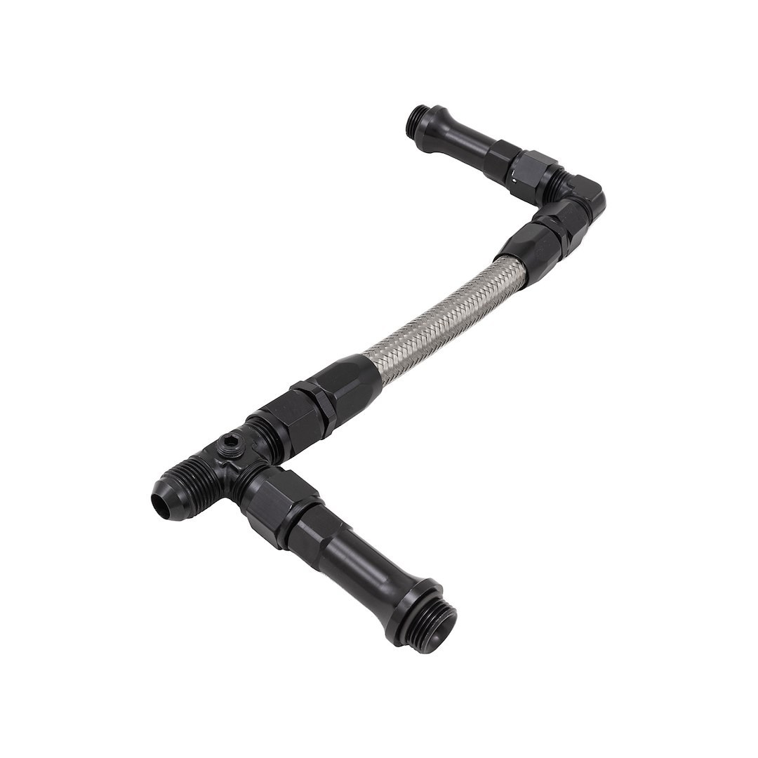 SpeedFX Carburetor Fuel Line, Used with Holley Ultra Hp Dual Inlet Carburetor, -8AN X 1/2 Inch NPT Port, Anodized, Black – 575108B