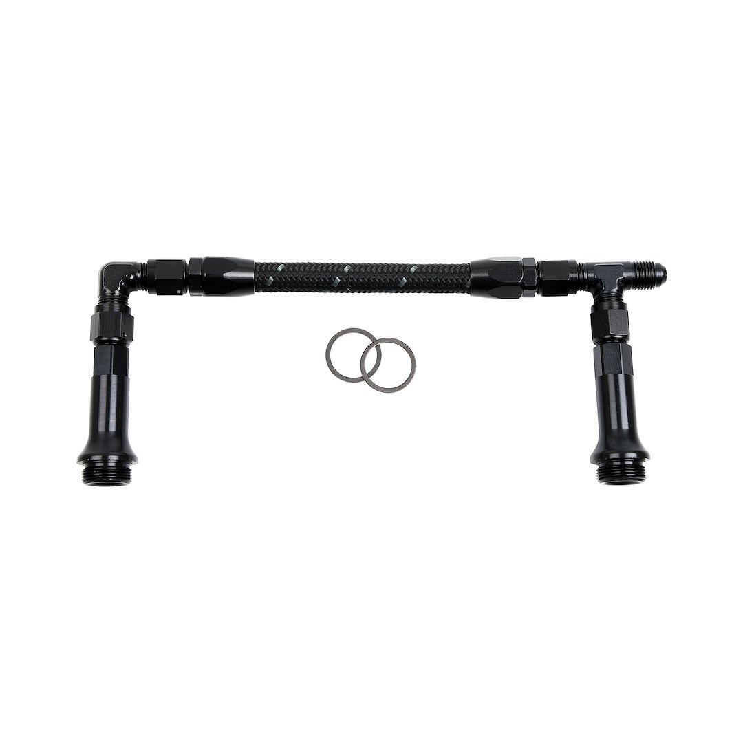 SpeedFX Carburetor Fuel Line, Used with Holley Ultra Hp Dual Inlet Carburetor, -8AN X 1/2 Inch NPT Port, Anodized, Black – 575108BK