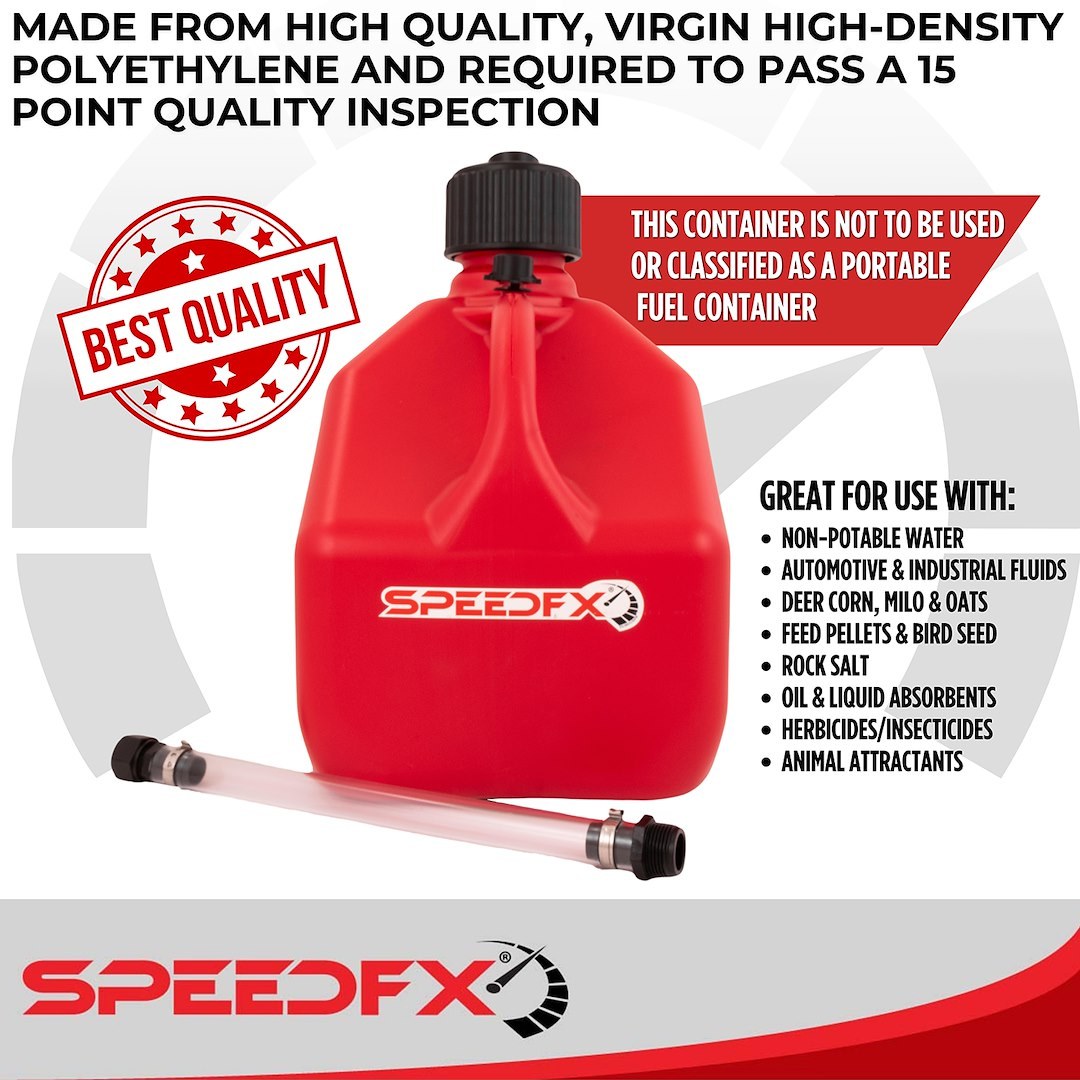 SpeedFX Liquid Storage Container, Red, 3 Gallon Capacity, Plastic, With Filler Hose and Cap – 8730