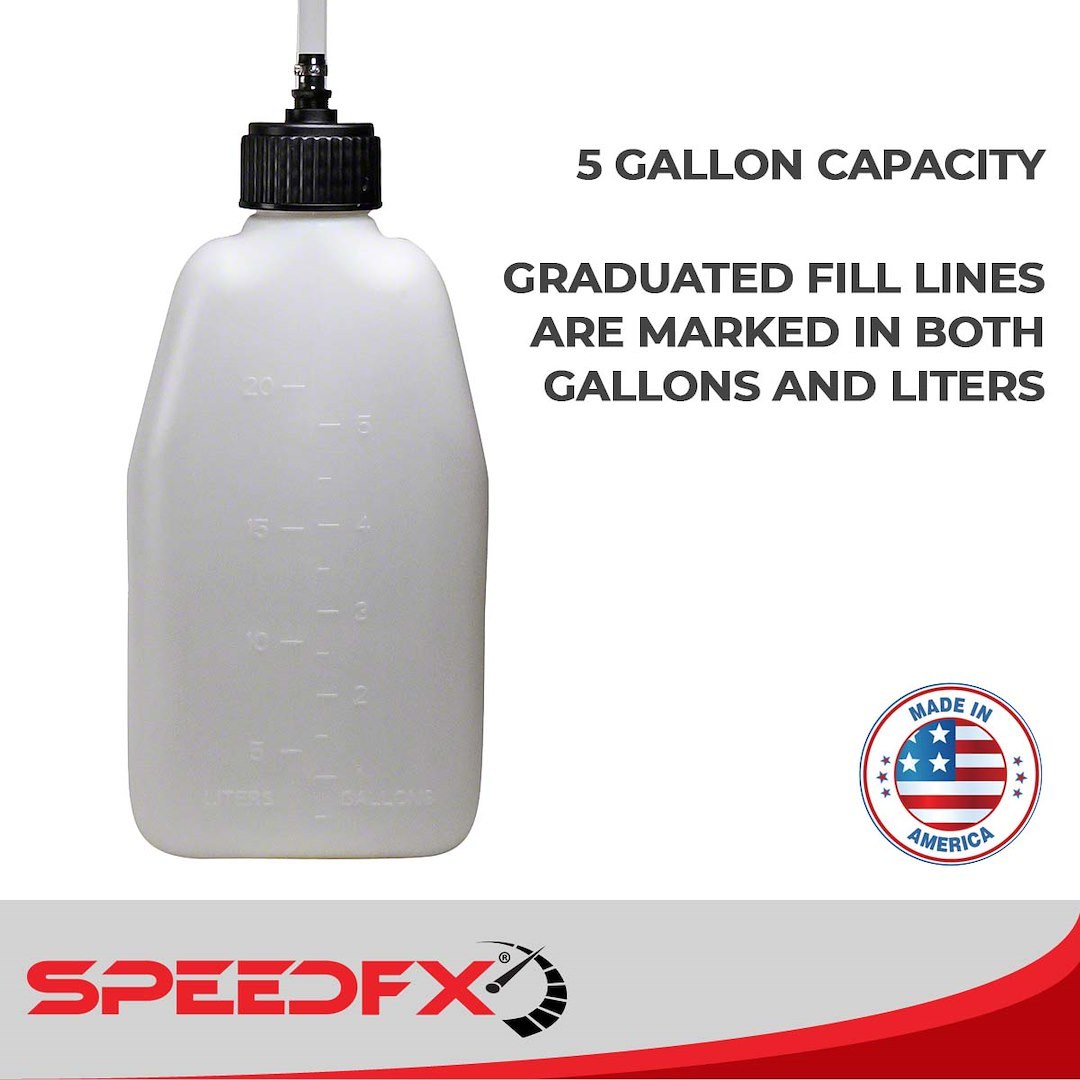 SpeedFX Liquid Storage Container, White, 5 Gallon Capacity, Plastic, With Filler Hose and Cap – 8831