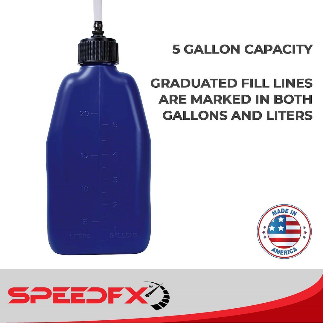 SpeedFX Liquid Storage Container, Blue, 5 Gallon Capacity, Plastic, With Filler Hose and Cap – 8832