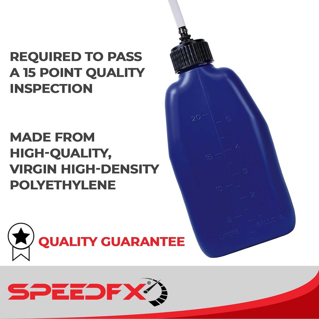 SpeedFX Liquid Storage Container, Blue, 5 Gallon Capacity, Plastic, With Filler Hose and Cap – 8832