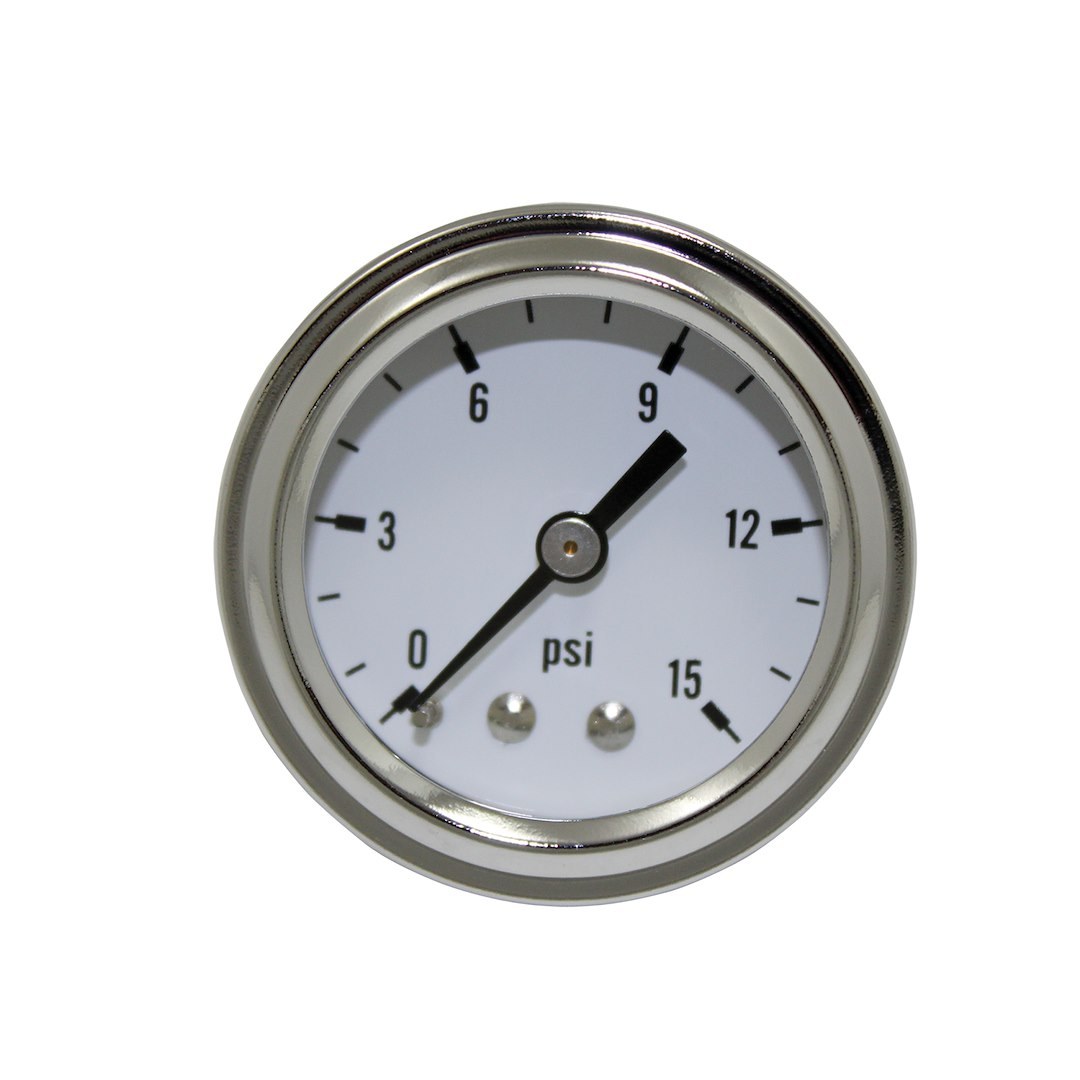 SpeedFX Gauge Fuel Pressure, Fx Gauge Fuel Pressure, 1-1/2 Inch Diameter, Full Sweep Mechanical, 0-15 PSI, Analog Display – 9715