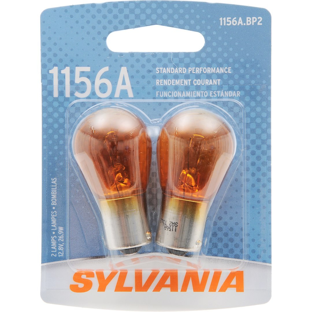 Sylvania Backup Light Bulb, 1156, Halogen Mini Bulb, Amber, Set of 2, Blister Pack – 1156A.BP2