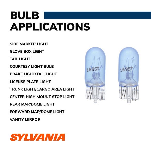 Sylvania License Plate Light Bulb, Silver Star ®, Incandescent, 168, Clear, Set of 2 – 168ST.BP2