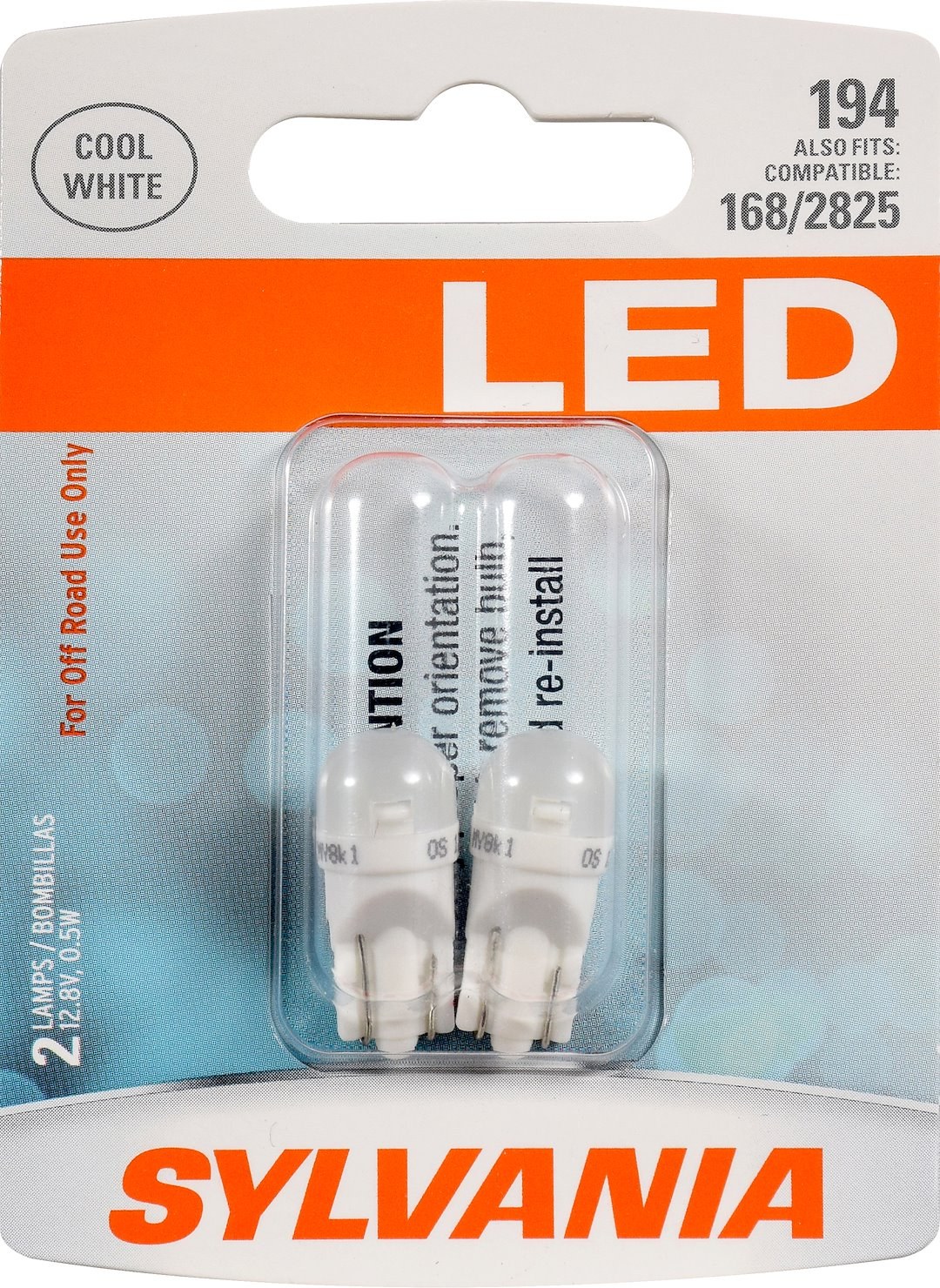 Sylvania Roof Marker Light Bulb, Standard Series, 194, LED, Clear, Set of 2, Blister Pack – 194SL.BP2