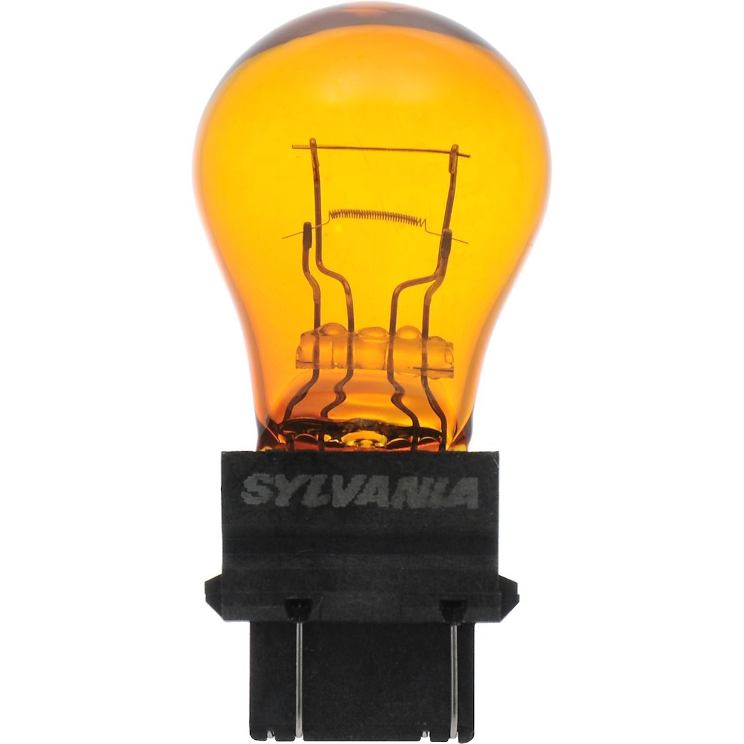 Sylvania Brake Light Bulb, 3157, Halogen Mini Bulb, Amber, Set of 2, Blister Pack – 3157A.BP2