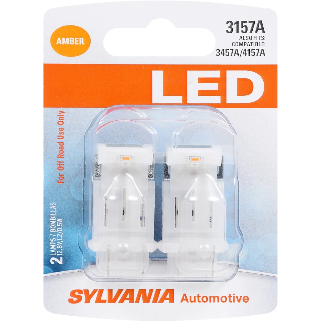 Sylvania Brake Light Bulb – LED, 3157 LED, Amber, Set of 2 – 3157ASL.BP2