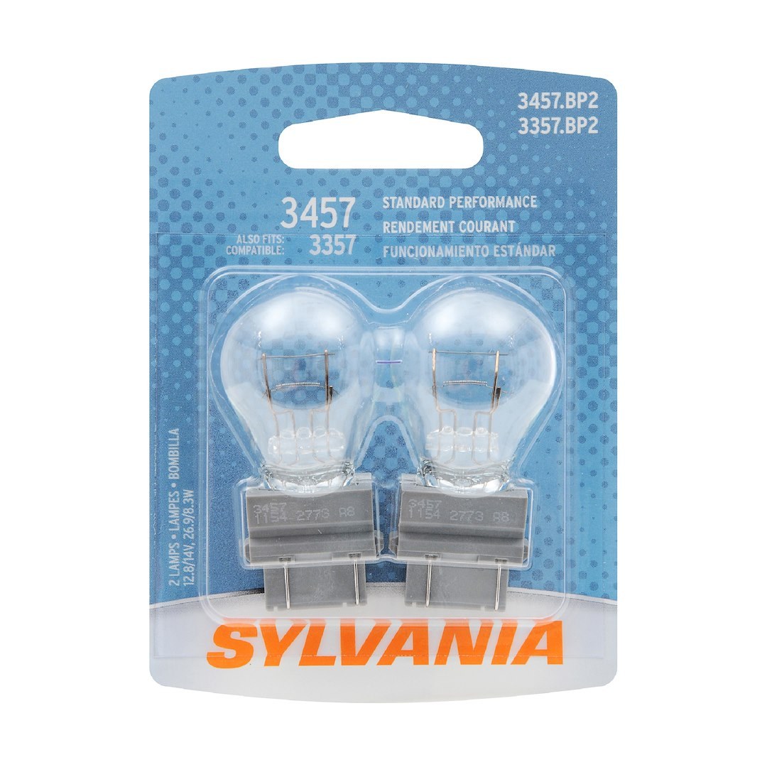 Sylvania Turn Signal Light Bulb, 3457, Halogen Mini Bulb, Clear, Set of 2, Blister Pack – 3457.BP2