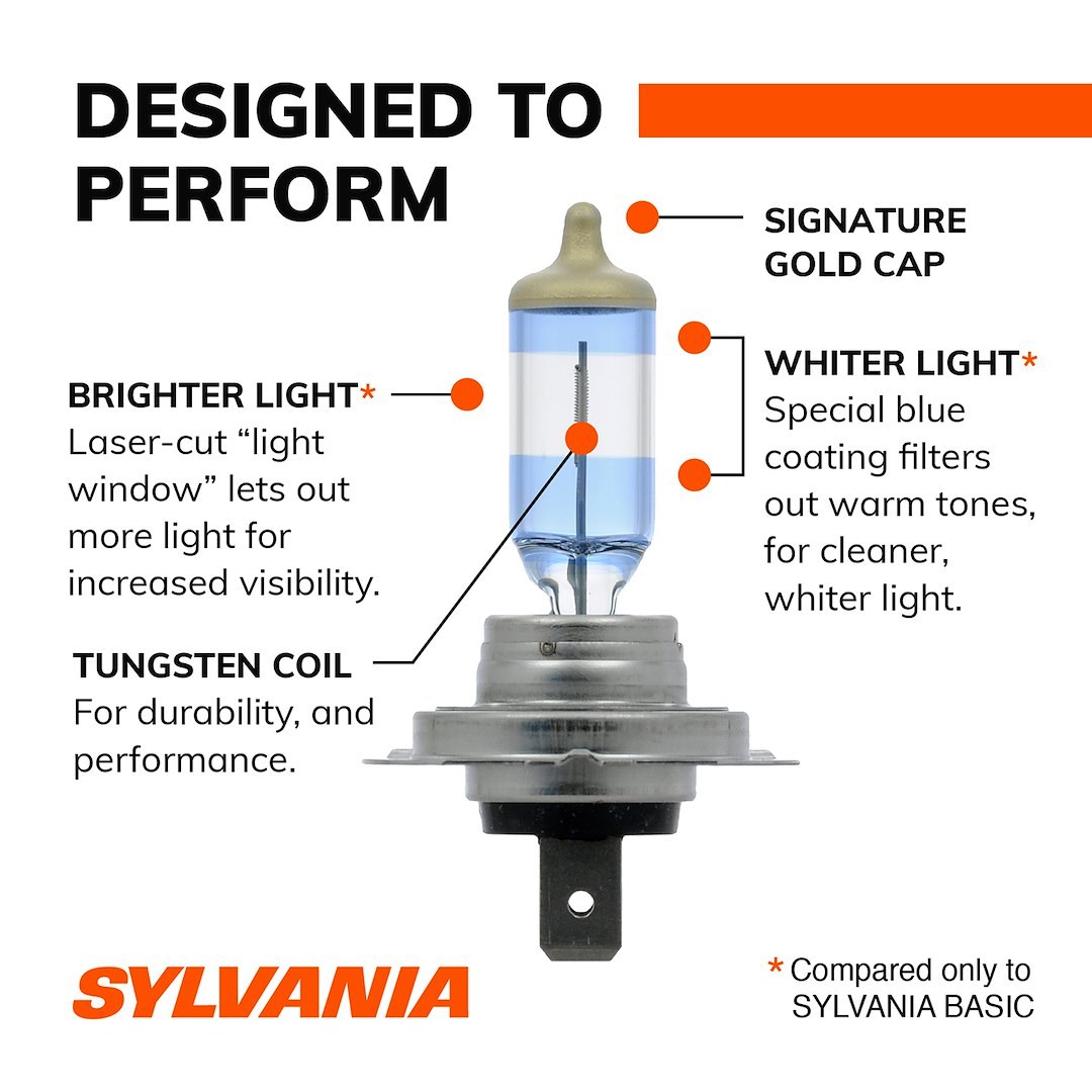 Sylvania Headlight Bulb, Silverstar® Ultra, H7, Halogen Bulb, 55 Watt, 12.8 Volt, White Beam Color, Set of 2, Blister Pack – 35624