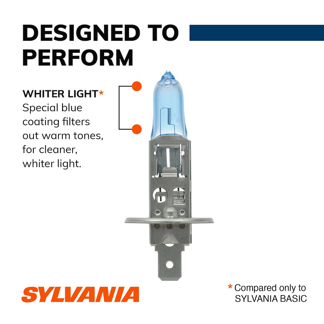 Sylvania Headlight Bulb, Silver Star ®, H1, Halogen Bulb, 55 Watt, 12 Volt, Clear Beam Color, 1407 Lumens, 4000K Light Color Temperature – 36196