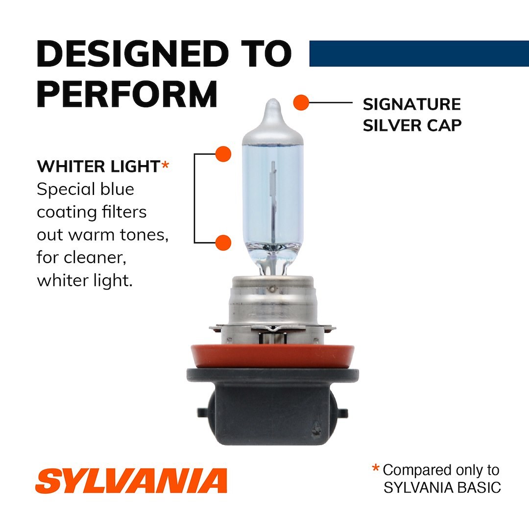 Sylvania Headlight Bulb, Silverstar®, H11, Halogen Bulb, 55 Watt, 12.8 Volt, White Beam Color, Set of 2, Blister Pack – 36360