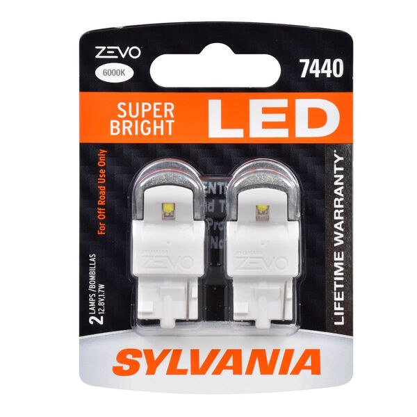 Sylvania Turn Signal Light Bulb – LED, Zevo ®, 7440 LED, White, Set of 2 – 7440LED.BP2