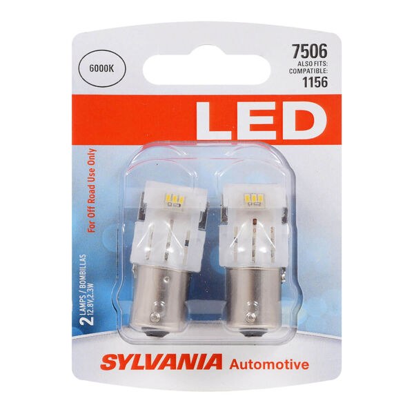 Sylvania Turn Signal Light Bulb – LED, 7506 LED, White, Set of 2 – 7506SL.BP2