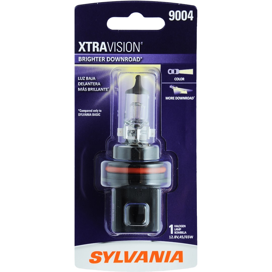 Sylvania Headlight Bulb, Xtravision, 9004XV, Halogen Bulb, 65 Watt, 12.8 Volt, Clear Beam Color, Single – 9004XV.BP