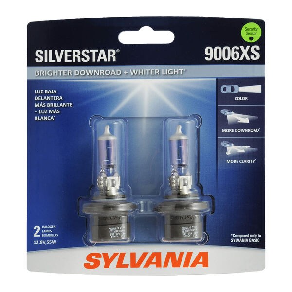 Sylvania Headlight Bulb, Silver Star®, 9006XS, Halogen Bulb, 55 Watt, 12.8 Volt, White Beam Color, 1000 Lumens – 9006XSST.BP2