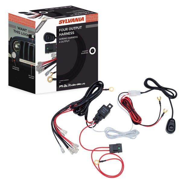Sylvania Driving/ Fog Light Wiring Harness, For Sylvania Ultra/ Rugged and Slim Light Bar – LED/ Driving/ Fog Light – LED – LBARHRNS4P.BX
