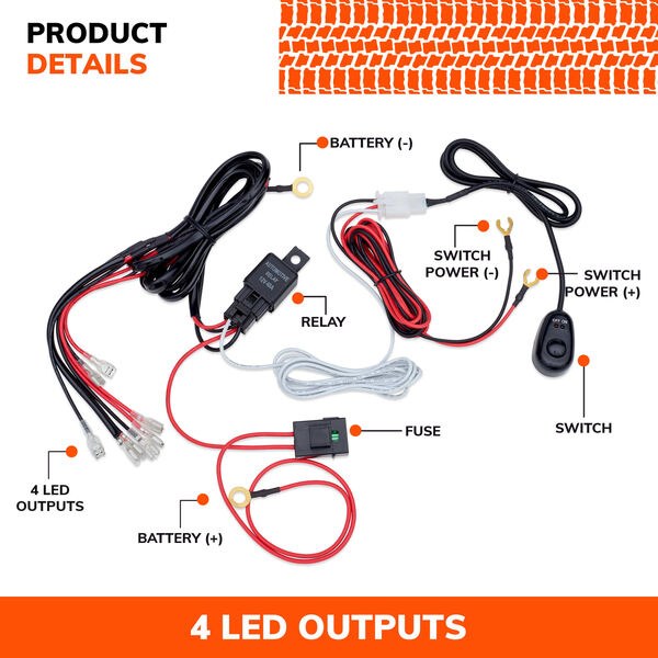 Sylvania Driving/ Fog Light Wiring Harness, For Sylvania Ultra/ Rugged and Slim Light Bar – LED/ Driving/ Fog Light – LED – LBARHRNS4P.BX