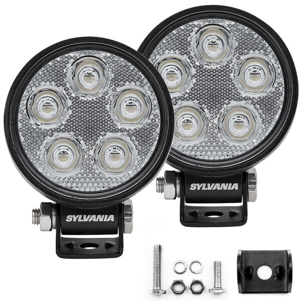 Sylvania Driving/ Fog Light, Slim, LED Bulb, 5 Osram Clear Leds, 3 Inch Round, 0.7 Amp at 12 Volt DC, Spot Beam – SLMRND3INSP2.BX2