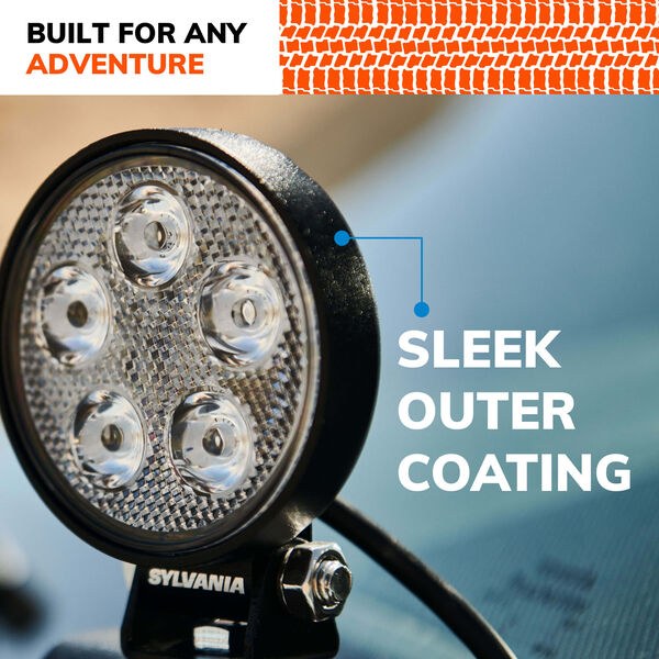 Sylvania Driving/ Fog Light, Slim, LED Bulb, 5 Osram Clear Leds, 3 Inch Round, 0.7 Amp at 12 Volt DC, Spot Beam – SLMRND3INSP2.BX2