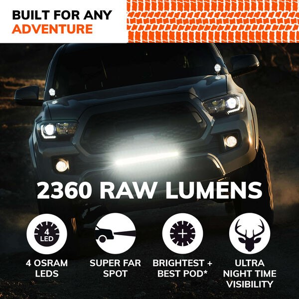 Sylvania Driving/ Fog Light, Ultra, LED Bulb, 4 Osram Clear Leds, 3.15 Inch Square, 1.4 Amp at 12 Volt DC, Spot Beam – ULCUBE3INSP2.BX2