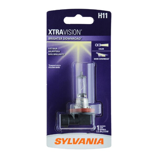 Sylvania Headlight Bulb, Xtravision, H11, Xenon Bulb, 55 Watt, 12.8 Volt, White Beam Color, 1345 Lumens, 4200K Light Color Temperature – H11XV.BP