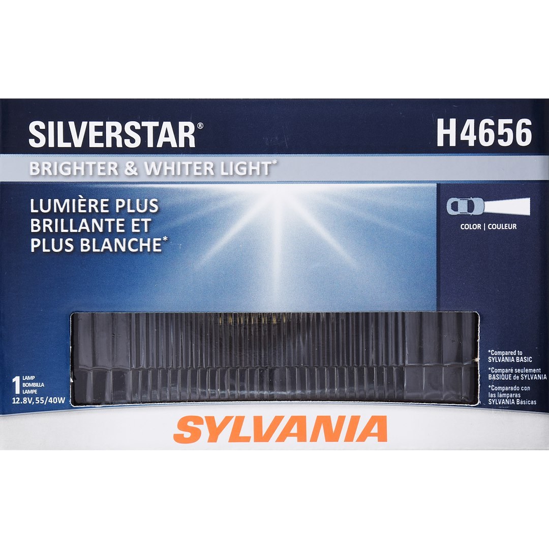 Sylvania Headlight Bulb, H4656, Halogen Bulb, 60 Watt, 12.8 Volt, White Beam Color, 4000K Light Color Temperature, Single, Sealed Beam – H4656ST.BX
