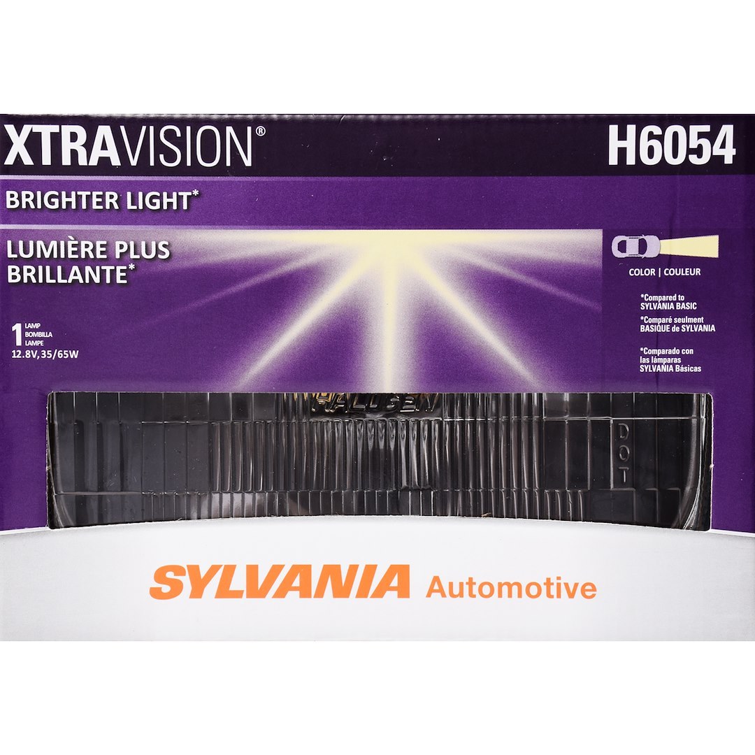 Sylvania Headlight Bulb, Xtravision, H6054, Halogen Sealed Beam, 35 Watt Low Beam/ 65 Watt High Beam, 12.8 Volt, White Beam Color, Single – H6054XV.BX