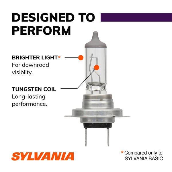 Sylvania Headlight Bulb, Xtravision, H7, Halogen Bulb, 55 Watt, 12.8 Volt, White Beam Color, Single – H7XV.BP