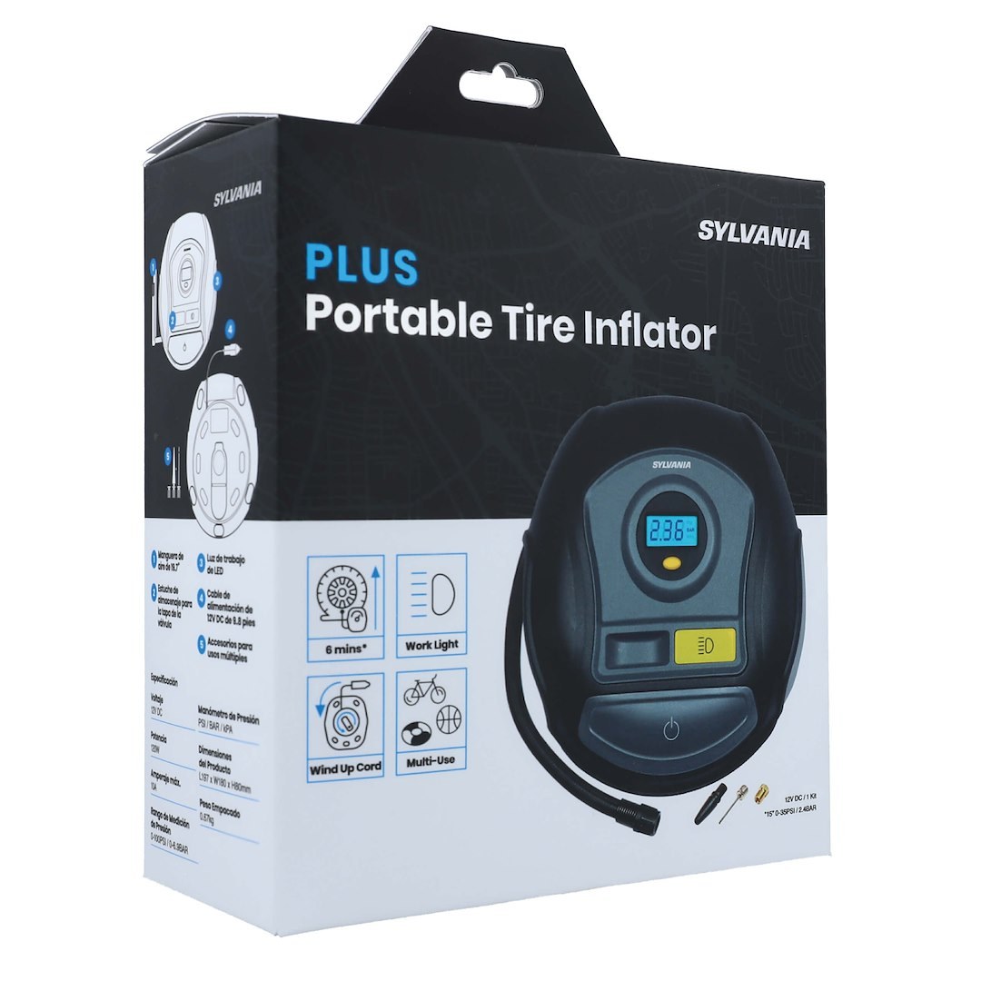 Sylvania Tire Inflation Pump, Plus, Portable Pump, 11.4 Foot Mobile Inflation Range, Digital Gauge Display – RTC400.BX