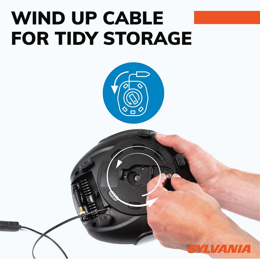 Sylvania Tire Inflation Pump, Plus, Portable Pump, 11.4 Foot Mobile Inflation Range, Digital Gauge Display – RTC400.BX