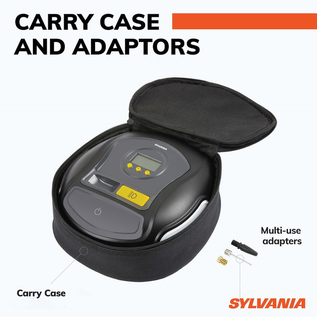 Sylvania Tire Inflation Pump, Pro, Portable Hand Pump, 12.9 Foot Mobile Inflation Range, Digital Gauge Display – RTC600.BX