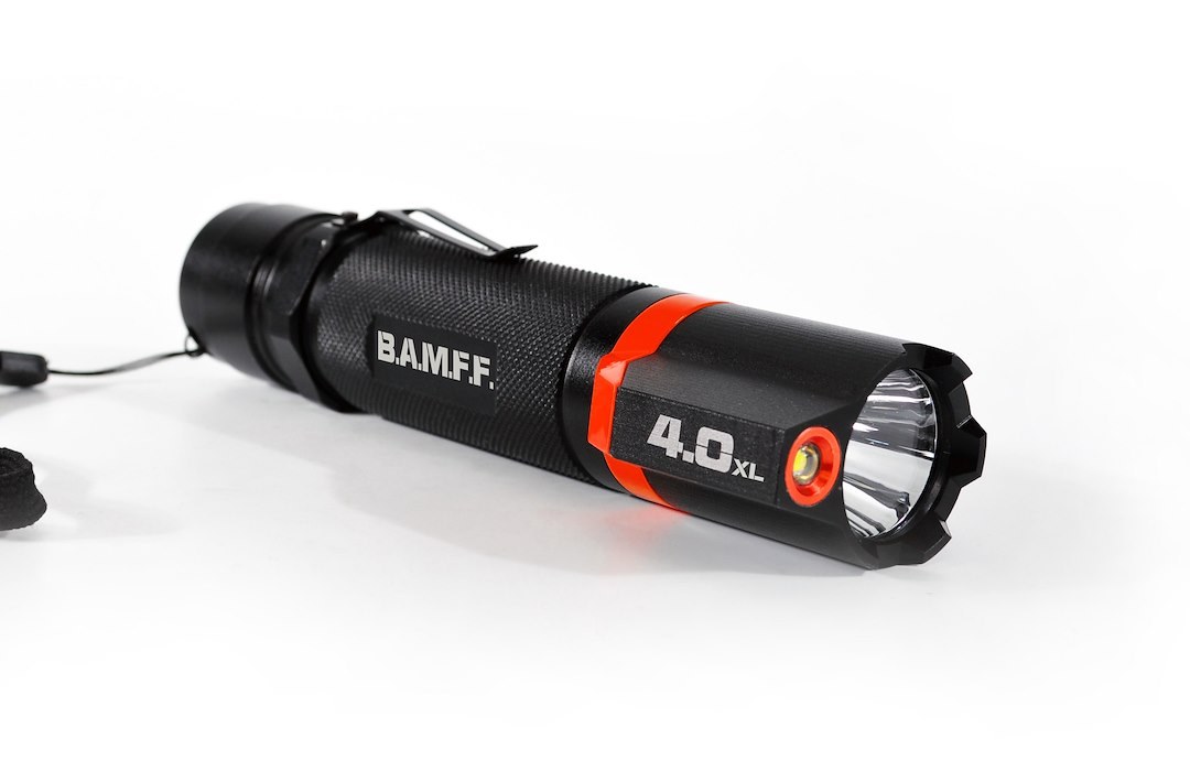 Stkr Concept Flashlight, Bamff, Handheld, Toshiba LED, Clear Lens, With High/ Medium/ Low Beams/ Strobe/ Sos Modes, Black Housing – 00156